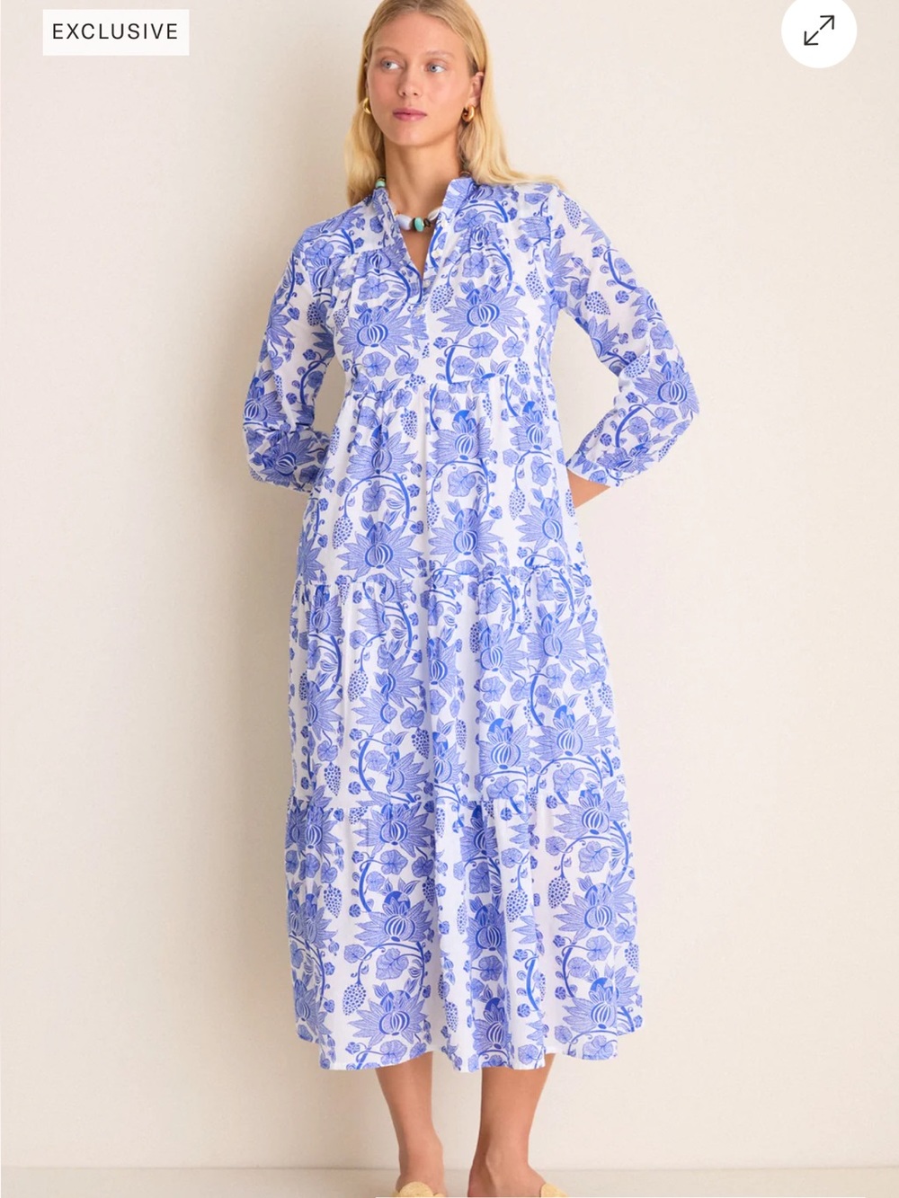 Ro's Garden Women's Exclusive Bluefanny Rio Midi Dress Coastal Wanderlust Floral